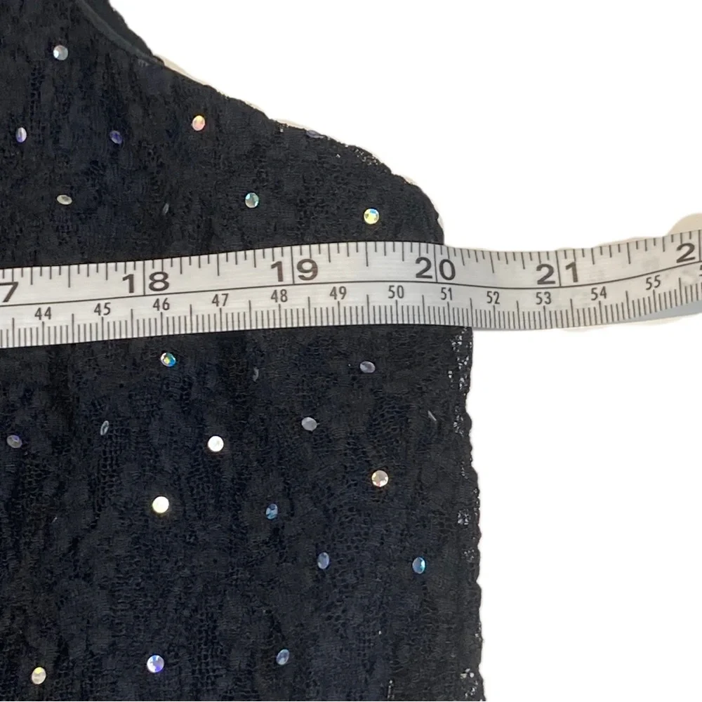 R&M Richards VTG 90s Glam Black Sequin Sleeveless Nylon Blend 16 WP NWOT